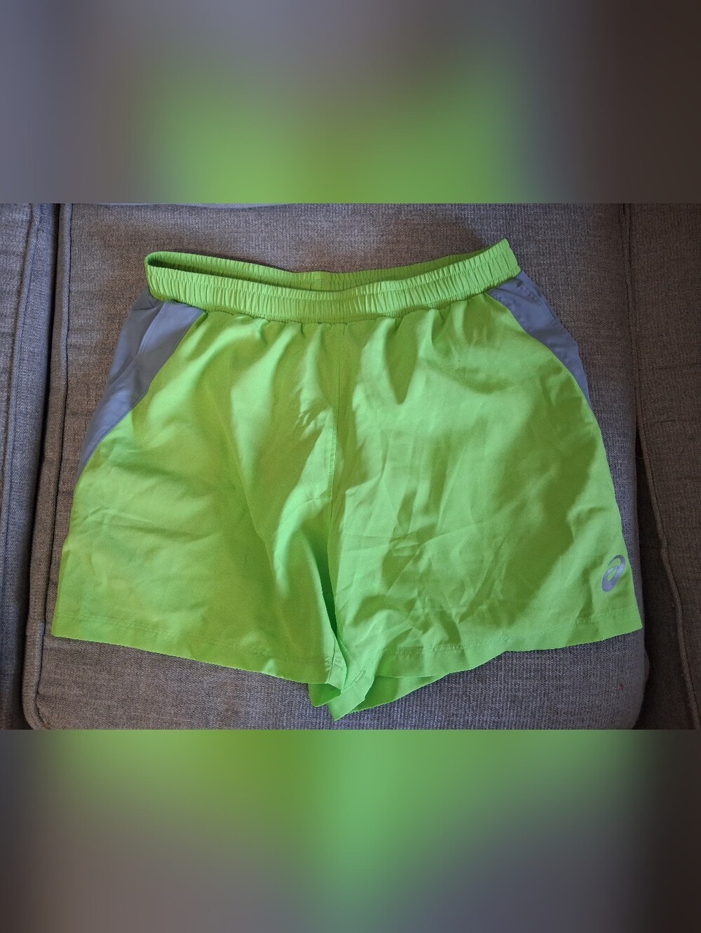 ASICS Mens 5in PR Lyte Short 2.0 Bright Neon Lime-Gray w/Brief Liner Sz M